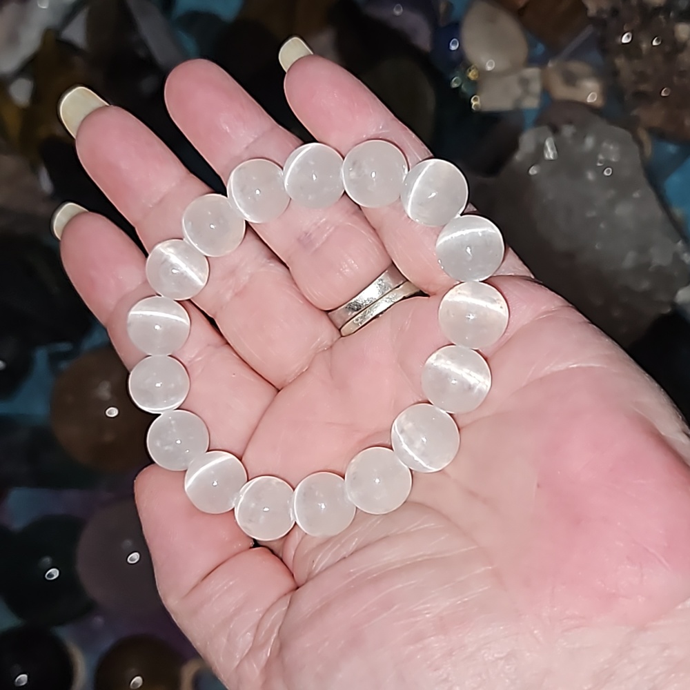 Large bead selenite bracelet